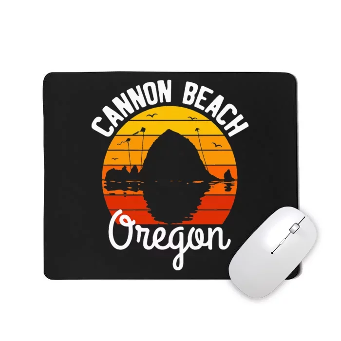 Retro Sunset Haystack Rock Souvenir Cannon Beach Mousepad