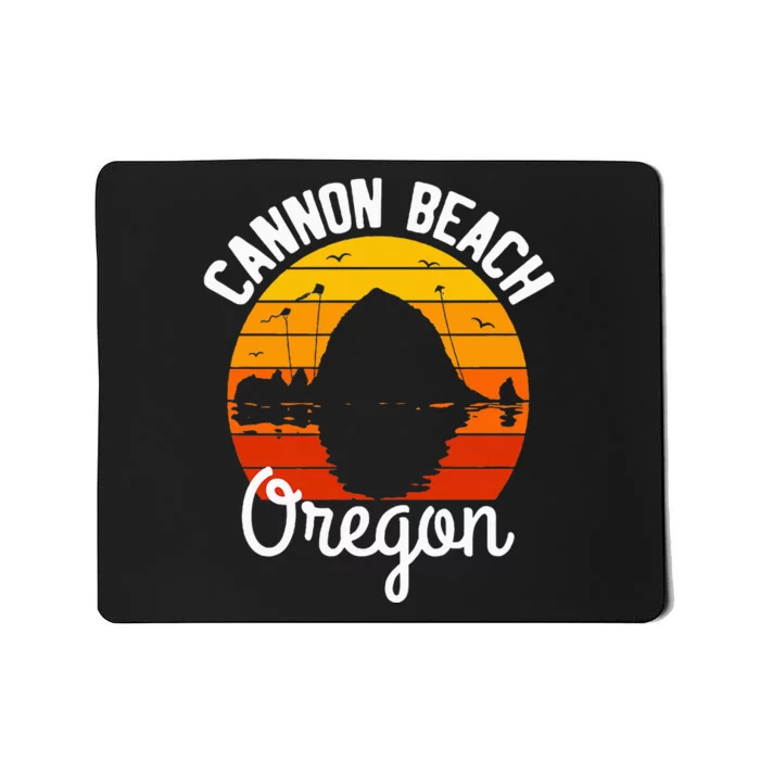 Retro Sunset Haystack Rock Souvenir Cannon Beach Mousepad