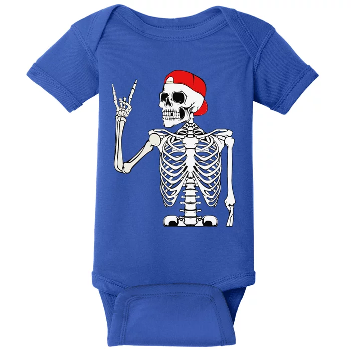 Rocker Skeleton Hand Rock Halloween Costume Scary Creatures Baby Bodysuit