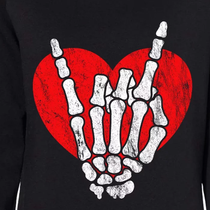 Rock Skeleton Hand Heart Rock N Roll Valentines Halloween Gift Womens California Wash Sweatshirt