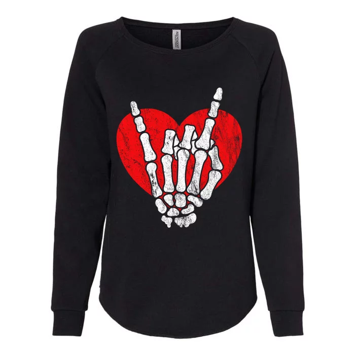 Rock Skeleton Hand Heart Rock N Roll Valentines Halloween Gift Womens California Wash Sweatshirt