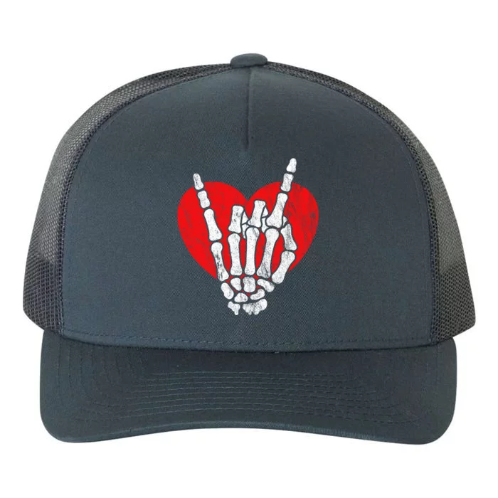 Rock Skeleton Hand Heart Rock N Roll Valentines Halloween Gift Yupoong Adult 5-Panel Trucker Hat