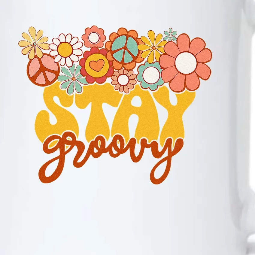 Retro Sunflower Hippie Stay Groovy Positive Mind Happy Life Black Color Changing Mug