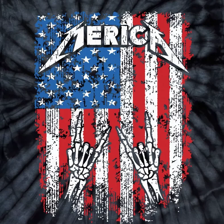 Rock Sign Heavy Metal 4th Of July Us Flag Merica Tie-Dye T-Shirt