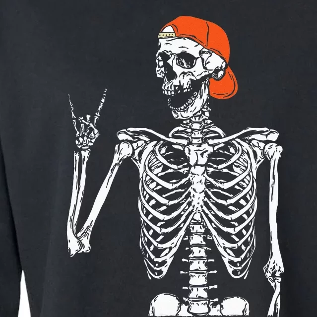 Rocker Skeleton Hand Rock On Costume Funny Halloween Gifts Cropped Pullover Crew