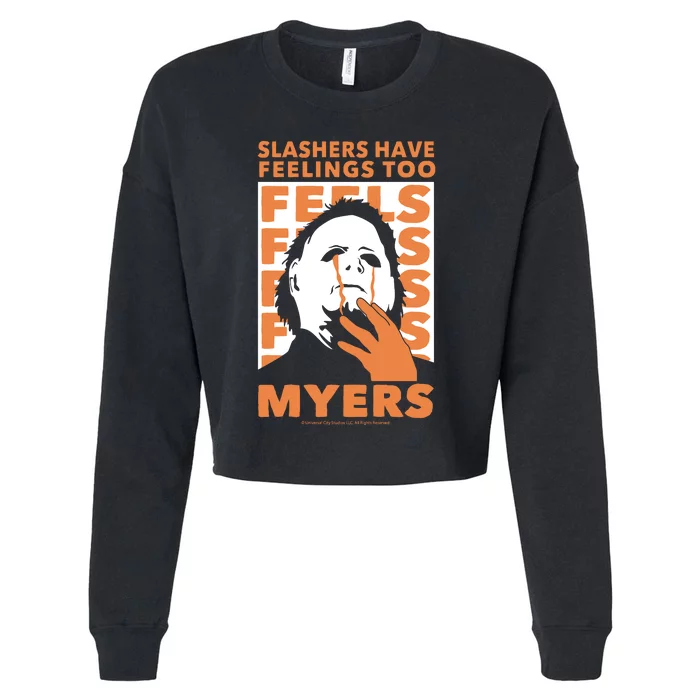 Riot Society Halloween M.I.C.H.A.E.L Myers Slashers Have Feelings Too Cropped Pullover Crew