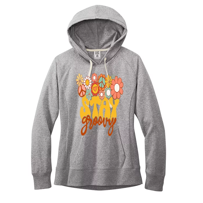 Retro Sunflower Hippie Stay Groovy Positive Mind Happy Life Women's Fleece Hoodie