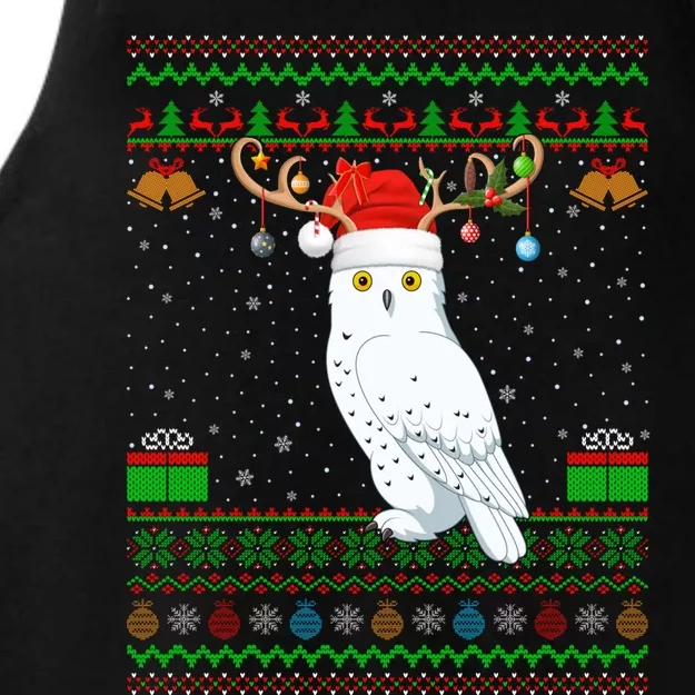 Reindeer Santa Hat Matching Ugly Snowy Owl Bird Christmas Funny Gift Ladies Tri-Blend Wicking Tank