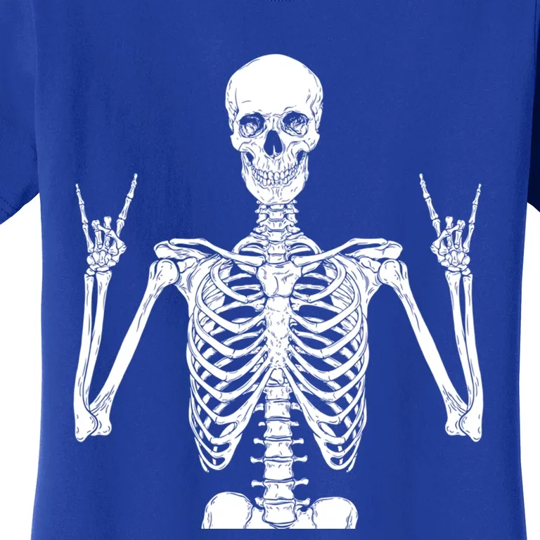 Rocker Skeleton Hand Rock On Funny Halloween Gift Women's T-Shirt