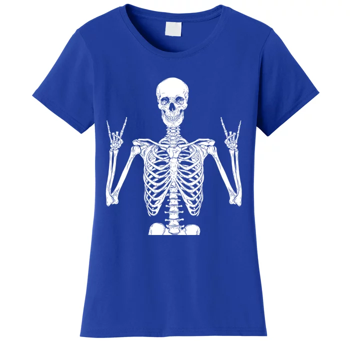 Rocker Skeleton Hand Rock On Funny Halloween Gift Women's T-Shirt