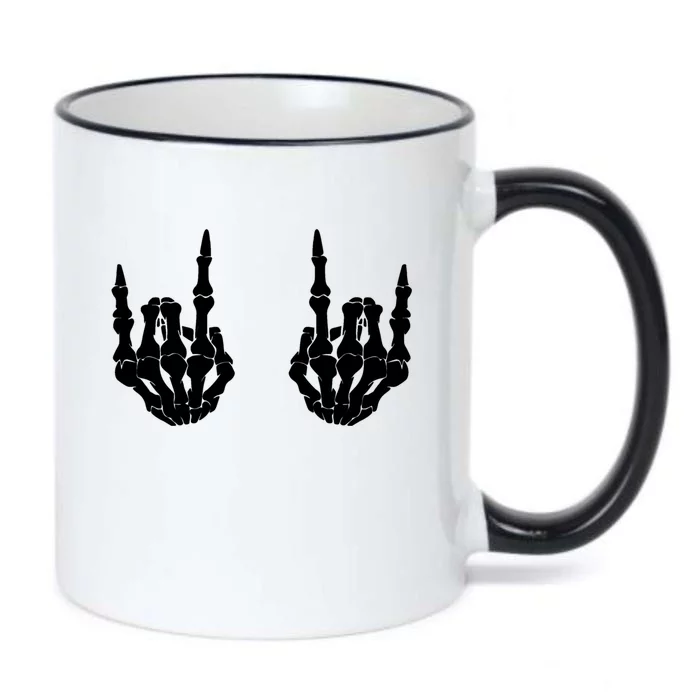 Rocker Skeleton Hands Halloween Gift Black Color Changing Mug