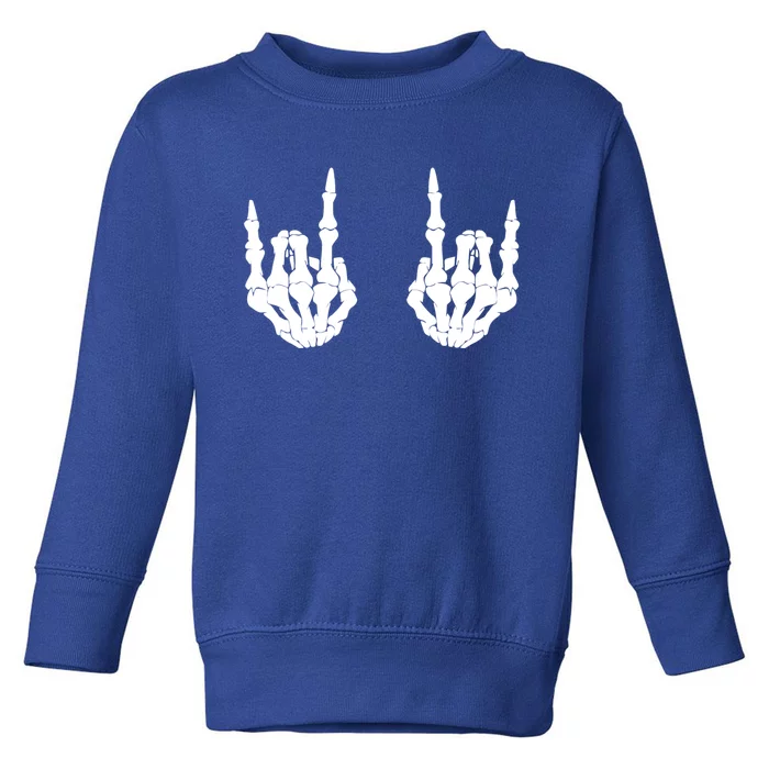 Rocker Skeleton Hands Halloween Gift Toddler Sweatshirt