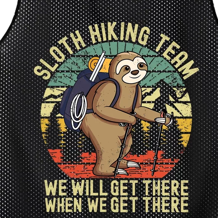 Retro sloth Hiking team we'll get there when we get there Mesh Reversible Basketball Jersey Tank