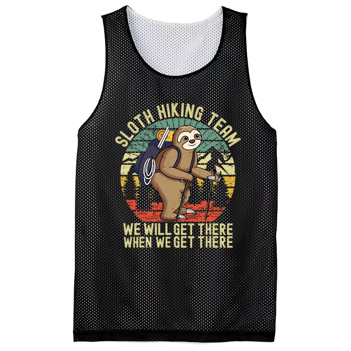 Retro sloth Hiking team we'll get there when we get there Mesh Reversible Basketball Jersey Tank