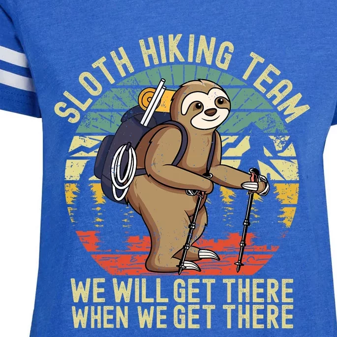 Retro sloth Hiking team we'll get there when we get there Enza Ladies Jersey Football T-Shirt