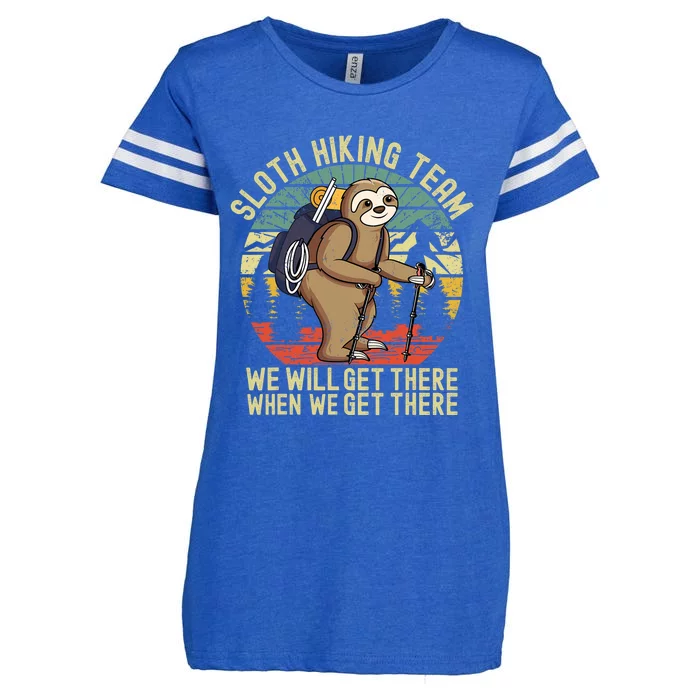 Retro sloth Hiking team we'll get there when we get there Enza Ladies Jersey Football T-Shirt