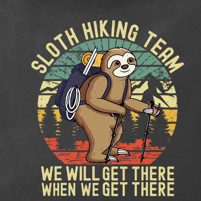 Retro Sloth Hiking Team Well Get There When We Get There Zip Tote Bag