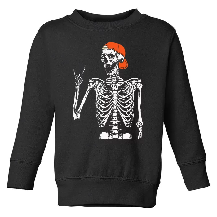 Rocker Skeleton Hand Rock On Costume Funny Halloween Gifts Toddler Sweatshirt