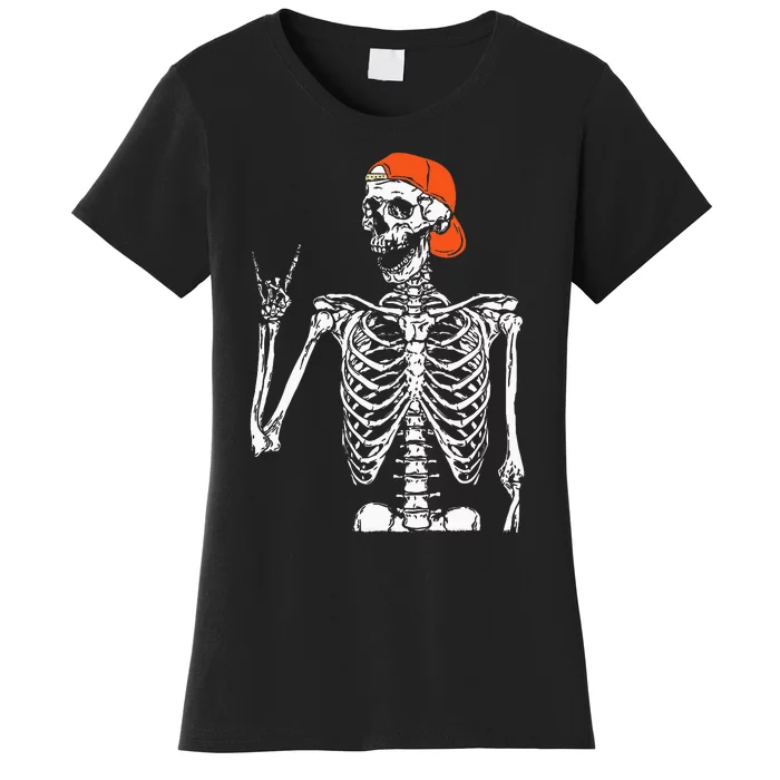 Rocker Skeleton Hand Rock On Costume Funny Halloween Gifts Women's T-Shirt