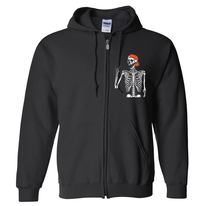 Rocker Skeleton Hand Rock On Costume Funny Halloween Gifts Full Zip Hoodie