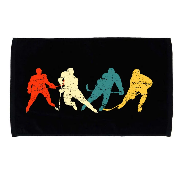 Retro Style Hockey Players Microfiber Hand Towel