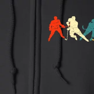 Retro Style Hockey Players Full Zip Hoodie