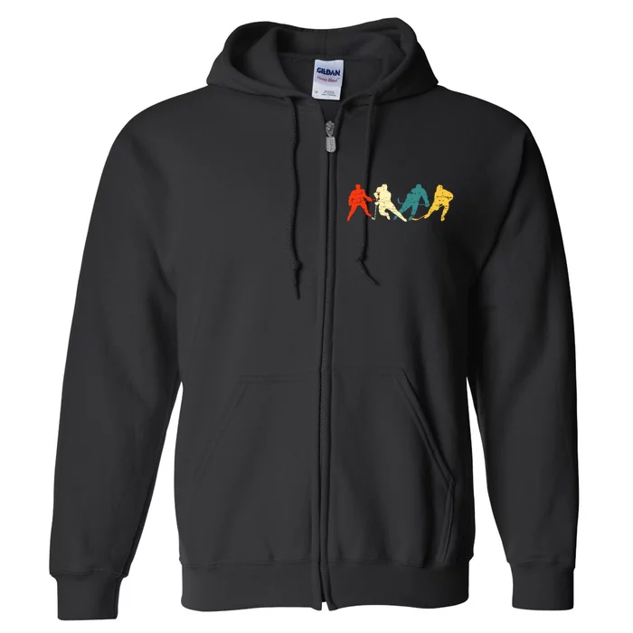 Retro Style Hockey Players Full Zip Hoodie