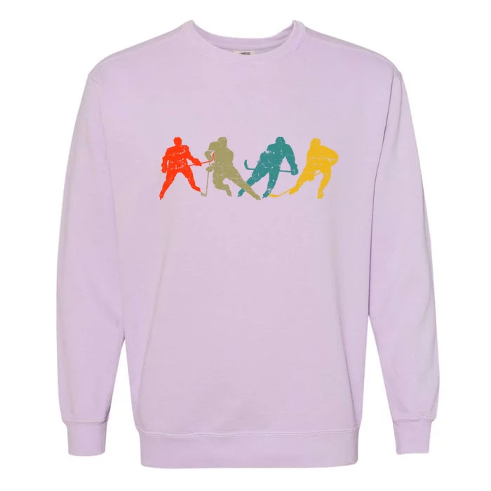 Retro Style Hockey Players Garment-Dyed Sweatshirt