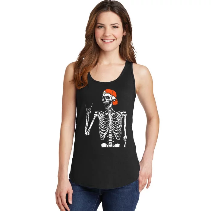 Rocker Skeleton Hand Rock On Costume Ladies Essential Tank