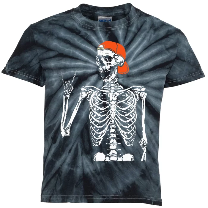 Rocker Skeleton Hand Rock On Costume Kids Tie-Dye T-Shirt