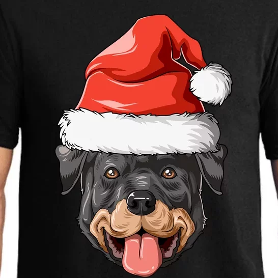 Rottweiler Santa Hat Christmas Rottweiler Funny Gift Pajama Set