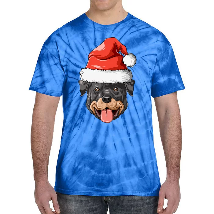 Rottweiler Santa Hat Christmas Rottweiler Funny Gift Tie-Dye T-Shirt