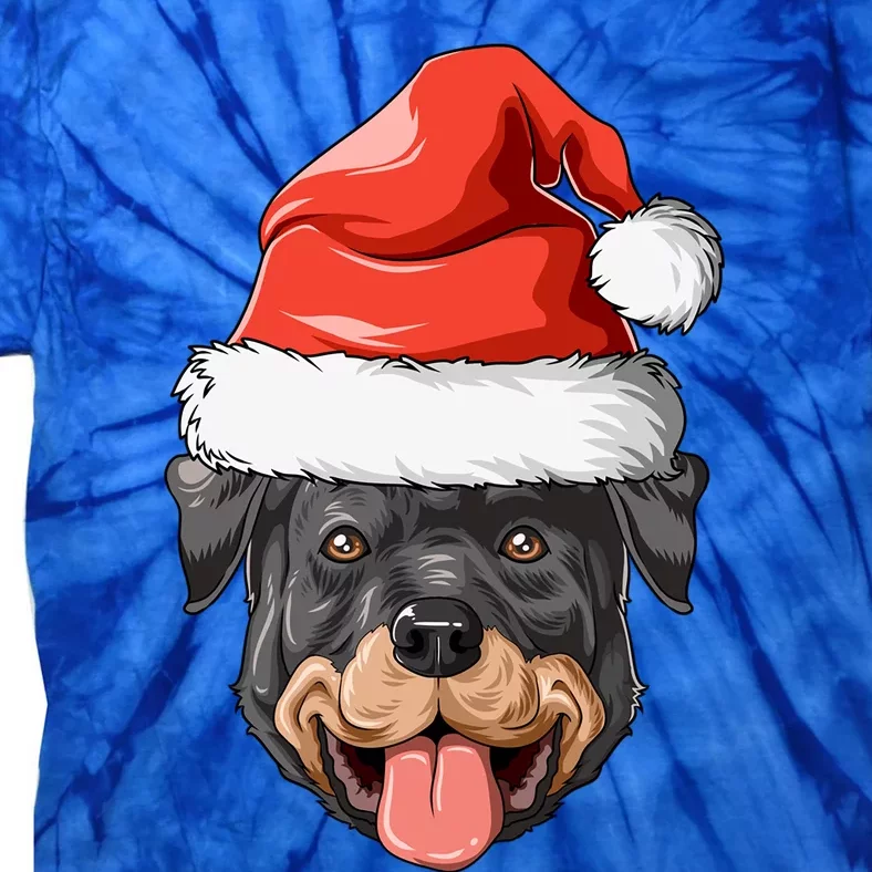 Rottweiler Santa Hat Christmas Rottweiler Funny Gift Tie-Dye T-Shirt