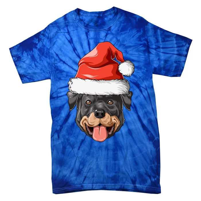 Rottweiler Santa Hat Christmas Rottweiler Funny Gift Tie-Dye T-Shirt