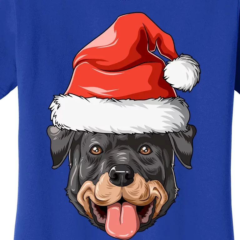 Rottweiler Santa Hat Christmas Rottweiler Funny Gift Women's T-Shirt