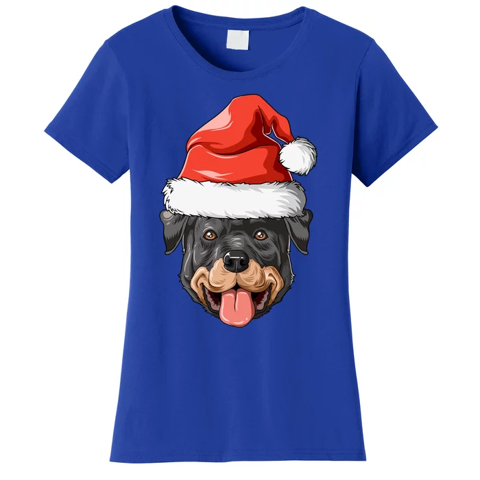 Rottweiler Santa Hat Christmas Rottweiler Funny Gift Women's T-Shirt