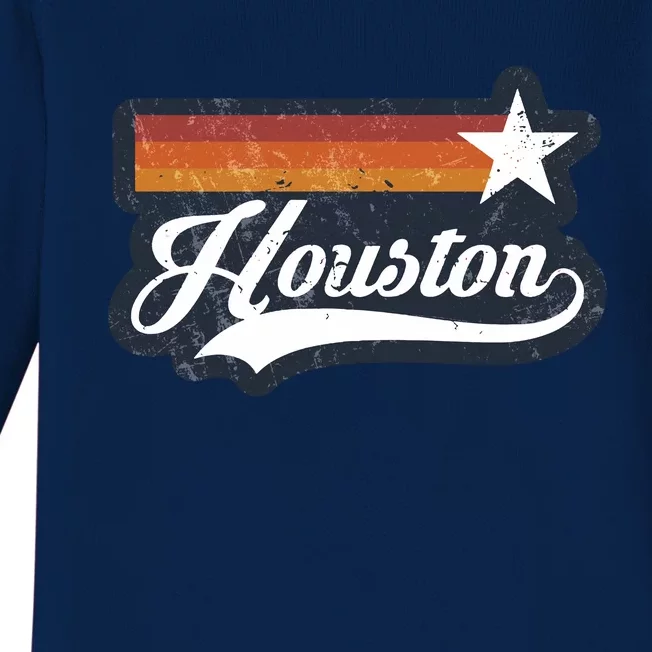 Retro Sunset Houston Texas HTown Houston Baby Long Sleeve Bodysuit