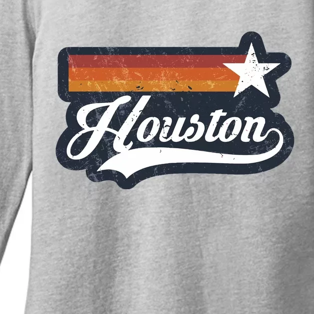 Retro Sunset Houston Texas HTown Houston Womens CVC Long Sleeve Shirt