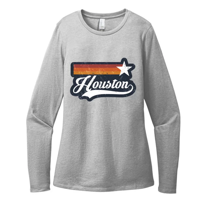 Retro Sunset Houston Texas HTown Houston Womens CVC Long Sleeve Shirt