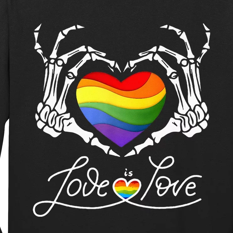 Rainbow Skeleton Heart Love Is Love LGBT Gay Lesbian Pride Long Sleeve Shirt