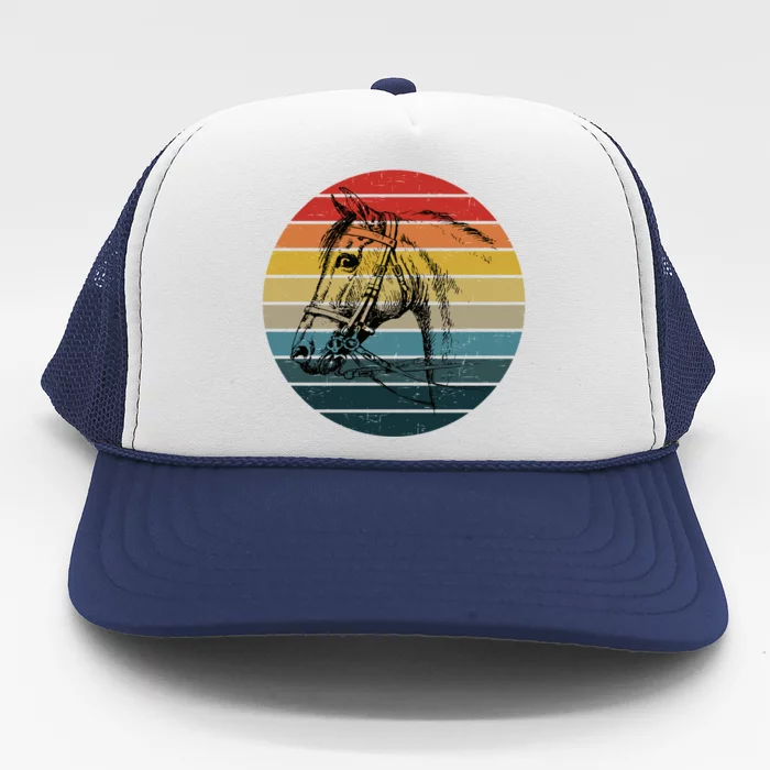 Retro Sunset Horse Lover Graphic Cow Cow Western Funny Gift Trucker Hat