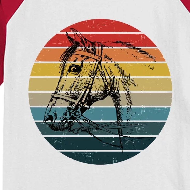 Retro Sunset Horse Lover Graphic Cow Cow Western Funny Gift Kids Colorblock Raglan Jersey