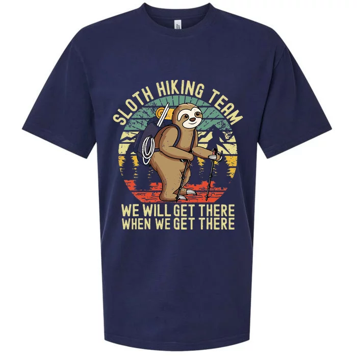 Retro Sloth Hiking Team Well Get There When We Get There Sueded Cloud Jersey T-Shirt