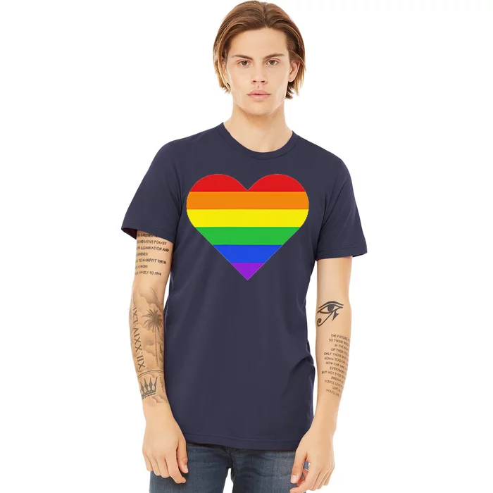 Rainbow Striped Heart Subtle Lgbt Pride Month Gay Rights Premium T-Shirt