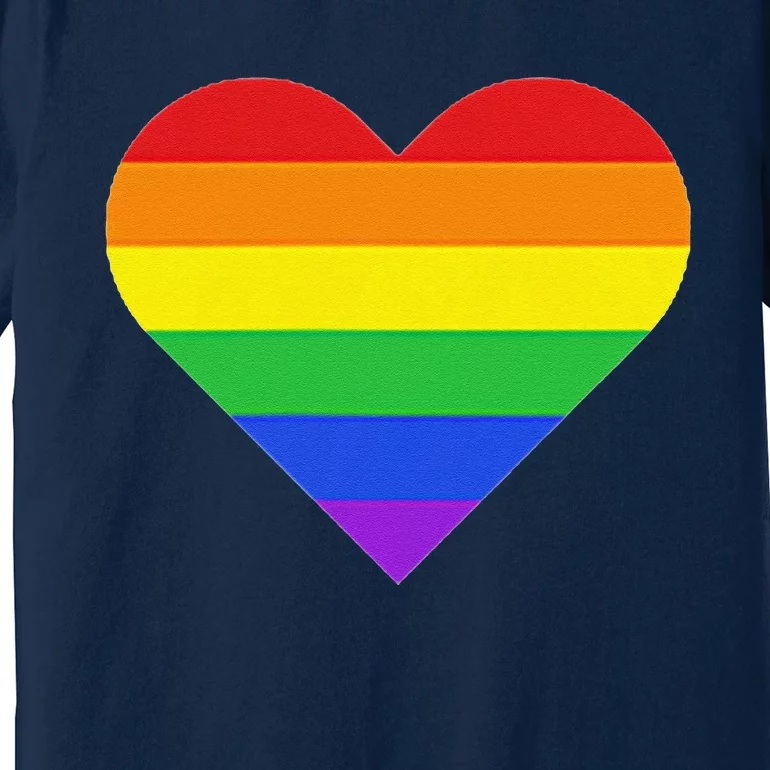 Rainbow Striped Heart Subtle Lgbt Pride Month Gay Rights Premium T-Shirt