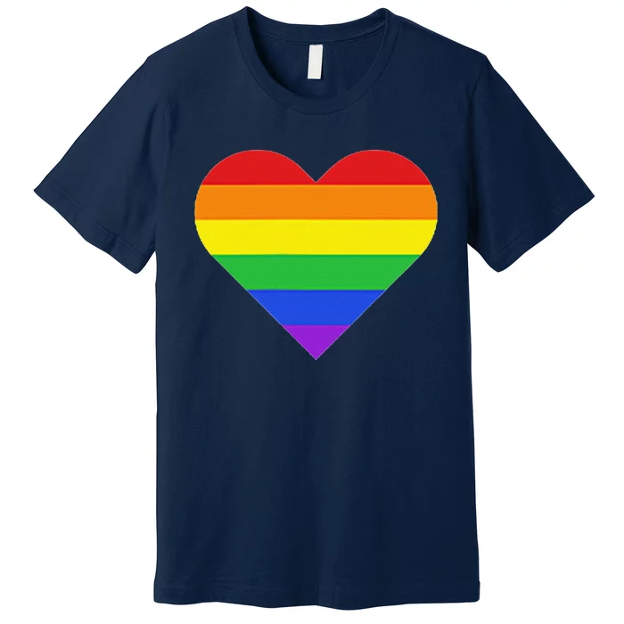 Rainbow Striped Heart Subtle Lgbt Pride Month Gay Rights Premium T-Shirt