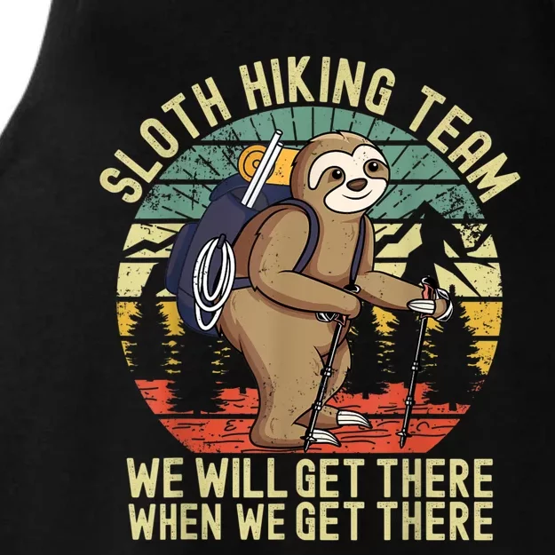 Retro Sloth Hiking Team We'll Get There When We Get There Ladies Tri-Blend Wicking Tank