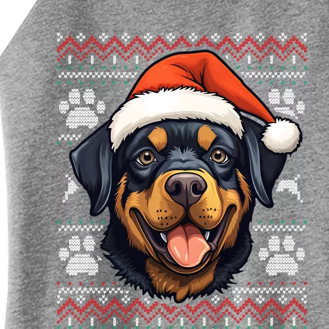 Rottweiler Santa Hat Christmas Funny Dog Mom Dad Gift Women’s Perfect Tri Rocker Tank