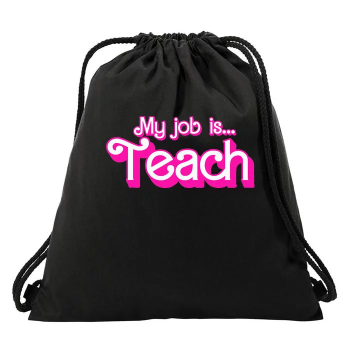 Retro School Humor Funny Teacher Life My Job Is Teach Autumn My Favorite Color Drawstring Bag