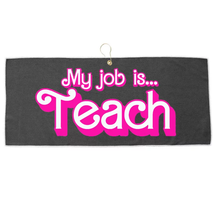 Retro School Humor Funny Teacher Life My Job Is Teach Autumn My Favorite Color Large Microfiber Waffle Golf Towel